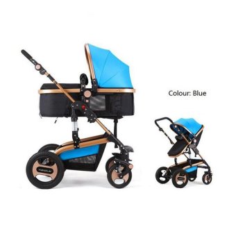 YIBAOLAI 3 in 1 Fold baby stroller luxury baby jogger pram with shock proof Famous Brand from China-blue - intl