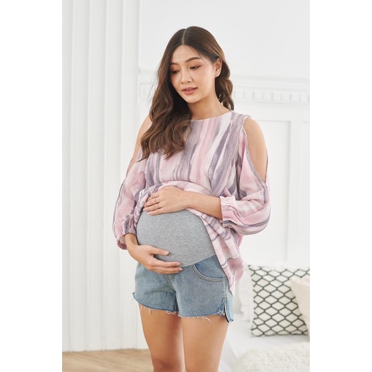 MY005 Siding zip short maternity jeans กางเกงยีนส์คลุมท้อง กางเกงขาสั้นคลุมท้อง ยีนส์คลุมท้อง คลุมท้อง ราคา 790 บาท*ส่งฟรี