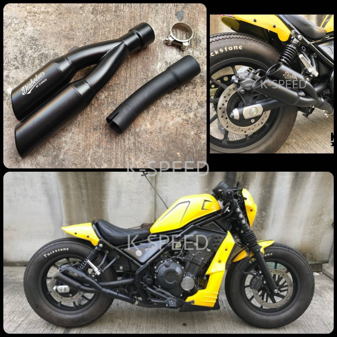 ท่อคู่ ท่อ twin แบบยาว สัีดำล้วน Honda Rebel500 ปี 2016+ แบรนด์ Diabolus [ส่งจาก K-SPEED] (RB0030) ราคา 4,600 บาท*ส่งฟรี