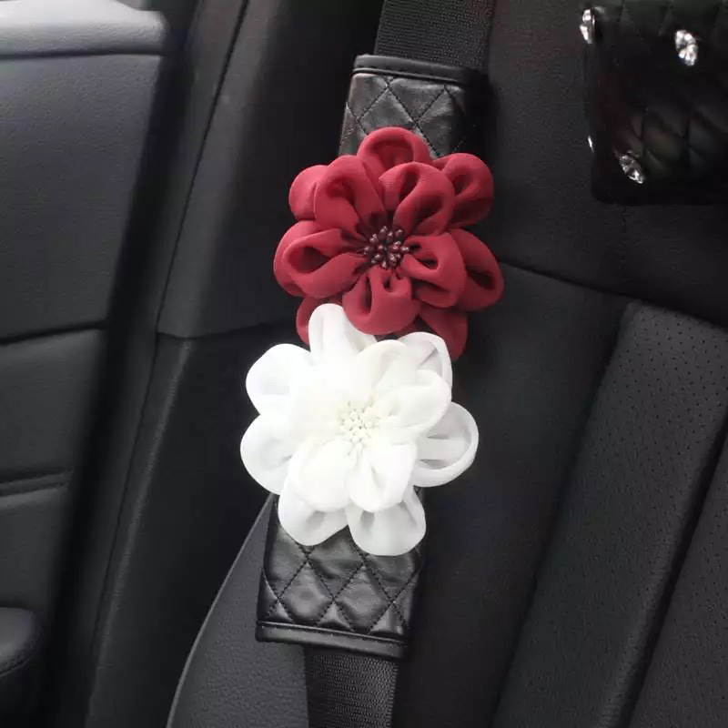 Car-Styling-Flower-Crystal-Leather-Car-Interior-Accessories-Neck-Cushion-Steering-Wheel-Covers-Handbrake-Gears-Seat (6)