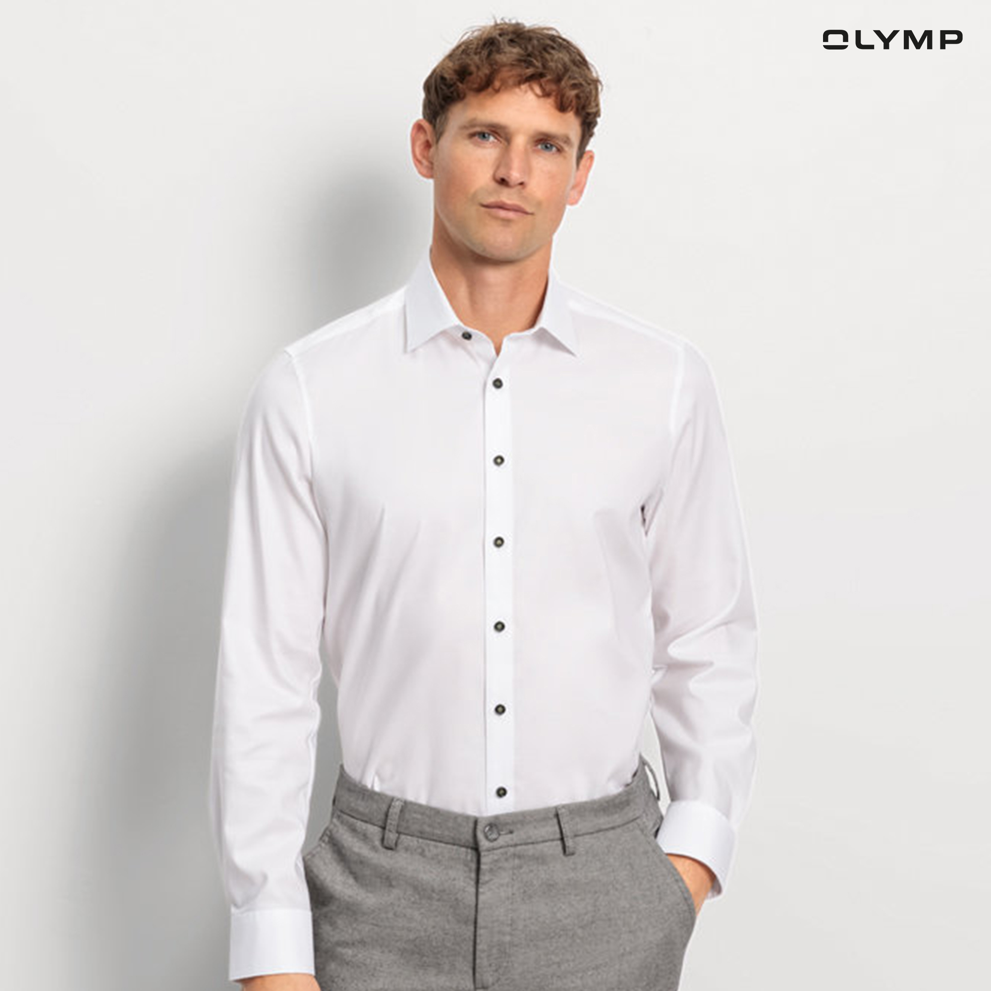 OLYMP Level Five Business shirt, body fit, New York Kent, White ราคา 1,400 บาท*ส่งฟรี