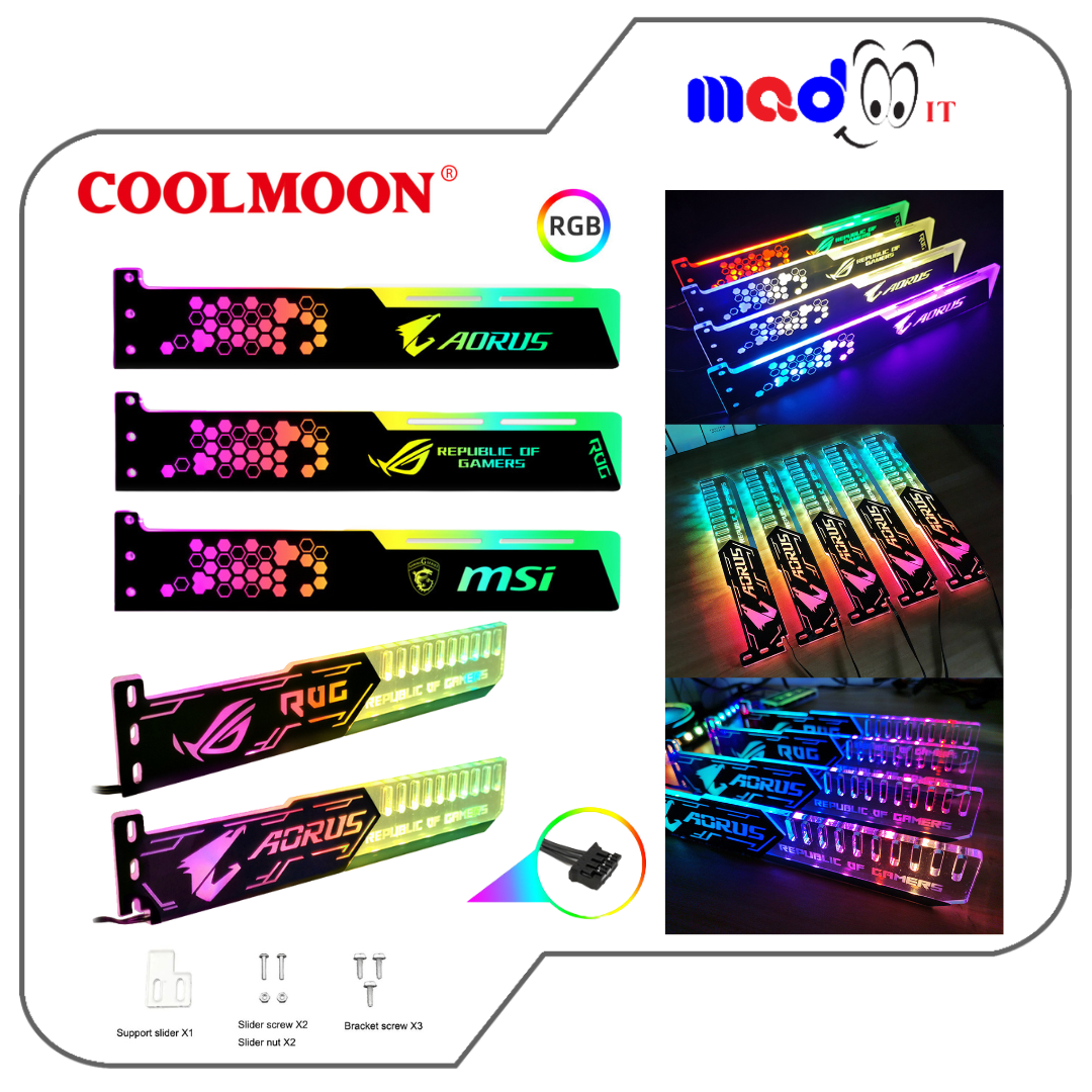 Coolmoon Graphics Card Support Bracket Rog Aorus Msi Graphics Card Support Bracket 28Cm/25Cm with Rgb Argb 5V Lights Cool Moon Rgb Graphics Card Bracket ราคา 220 บาท*ส่งฟรี