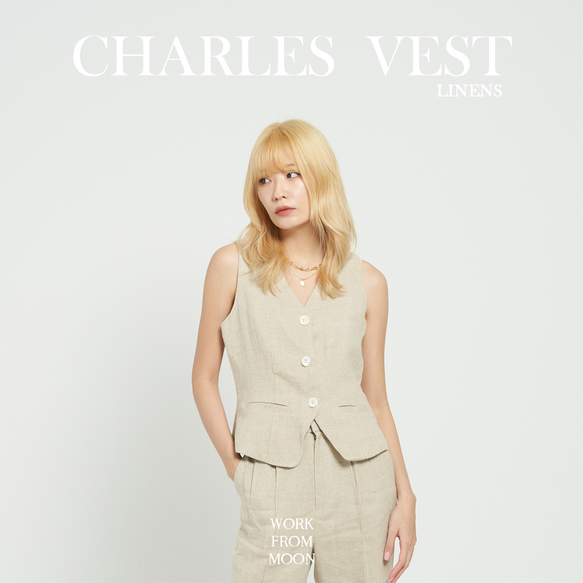 เสื้อสูทแขนสั้นผ้าลินิน l Charles Vest in Linens fabric ราคา 1,390 บาท*ส่งฟรี