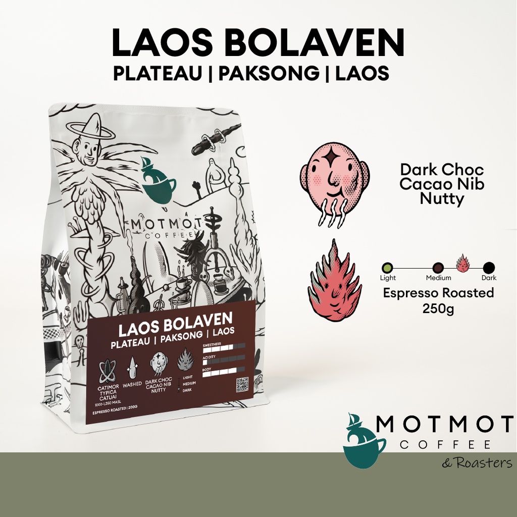 Laos Bolaven Plateau Paksong (Washed) เมล็ดกาแฟคั่ว MOTMOT COFFEE ราคา 190 บาท*ส่งฟรี