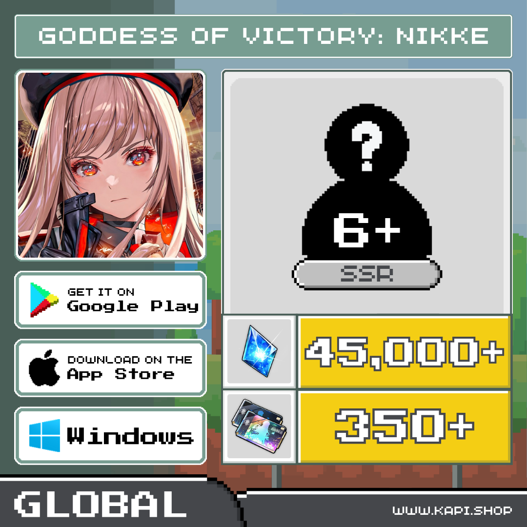 GODDESS OF VICTORY: NIKKE (Global) - 45,000+ Gems + 6 or More Random Ssr Characters. ราคา 310 บาท*ส่งฟรี