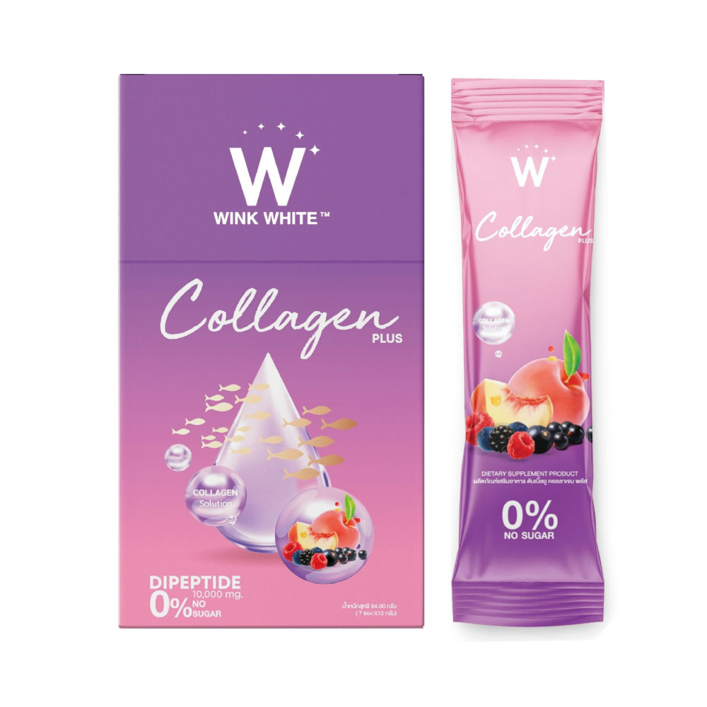 Authentic 💯 WINK WHITE W Collagen Plus Wink White W Collagen Plus 1 box contains 7 sachets. ราคา 490 บาท*ส่งฟรี
