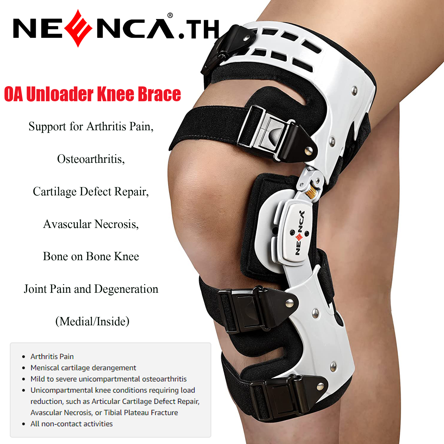 NEENCA Unloader ROM Kneepad บานพับยึดสำหรับ ACL, MCL, PCL บาดเจ็บ - โคลงกระดูกชายและหญิง การฟื้นตัวที่สามารถปรับได้สำหรับการฟื้นฟูสมรรถภาพทางศัลยกรรมกระดูกหลังการผ่าตัดการฉีกขาดของวงเดือนโรคข้ออักเสบ ราคา 850 บาท*ส่งฟรี