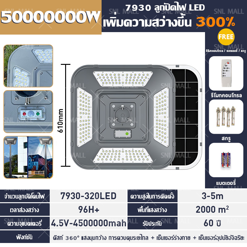 🔥ซื้อ 1แถม 1🔥ไฟโซล่าเซลล์ ไฟUFO ไฟถนนโซล่าเซลล์ ไฟถนน 1600000W ไฟพลังงานแสงอาทิตย์ โซล่าเซลล์ ไฟโซล่าเซลถนน solar street light ไฟถนนLED ไฟภายนอกอาคาร ไฟแสงอาทิตย์ แสงสีขาว โคมไฟถนน กันน้ำIP67 กันน้ำและป้อ