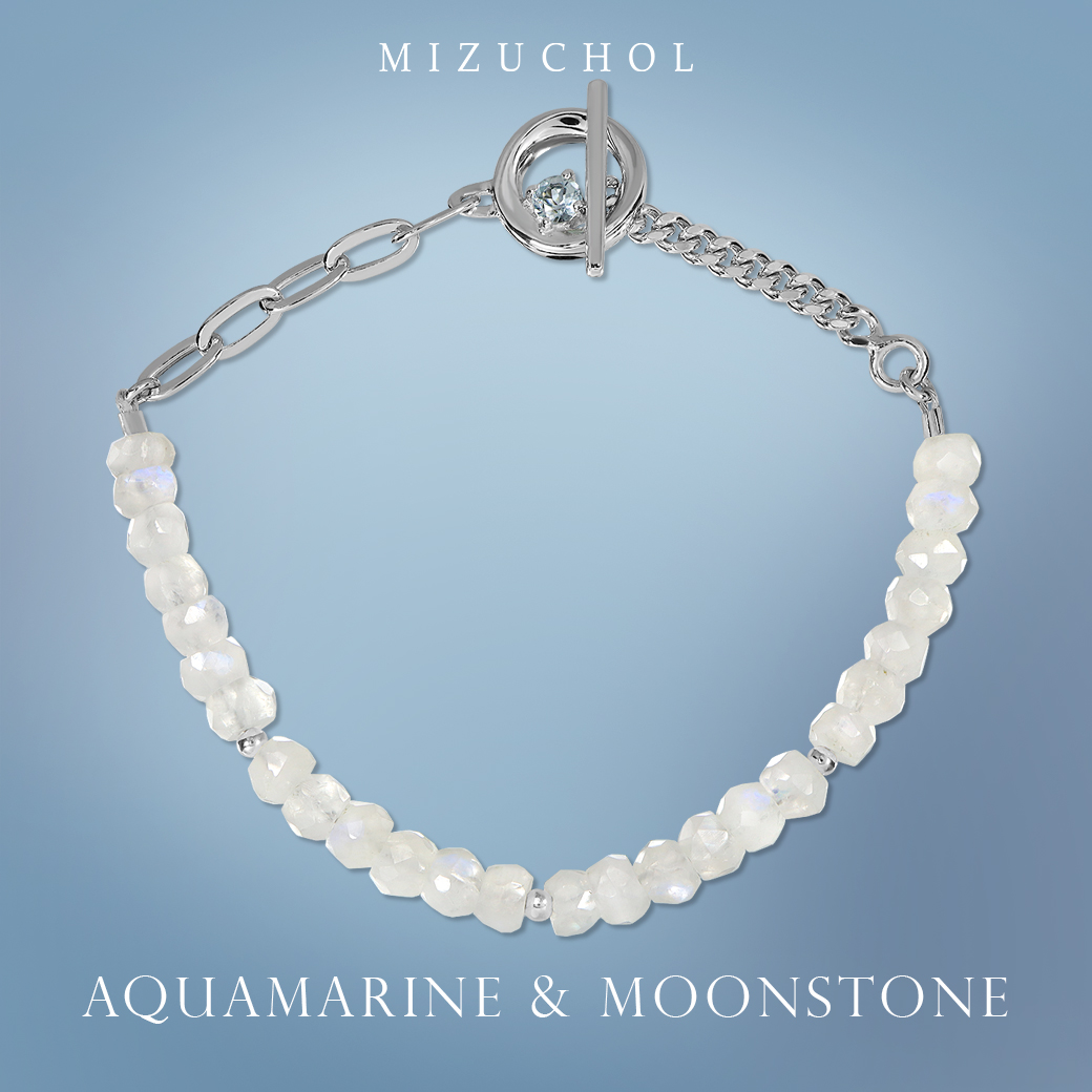 Mizuchol กำไลหิน Moonstone ประดับพลอย Aquamarine แท้ Spell of the Ocean ราคา 2,890 บาท*ส่งฟรี