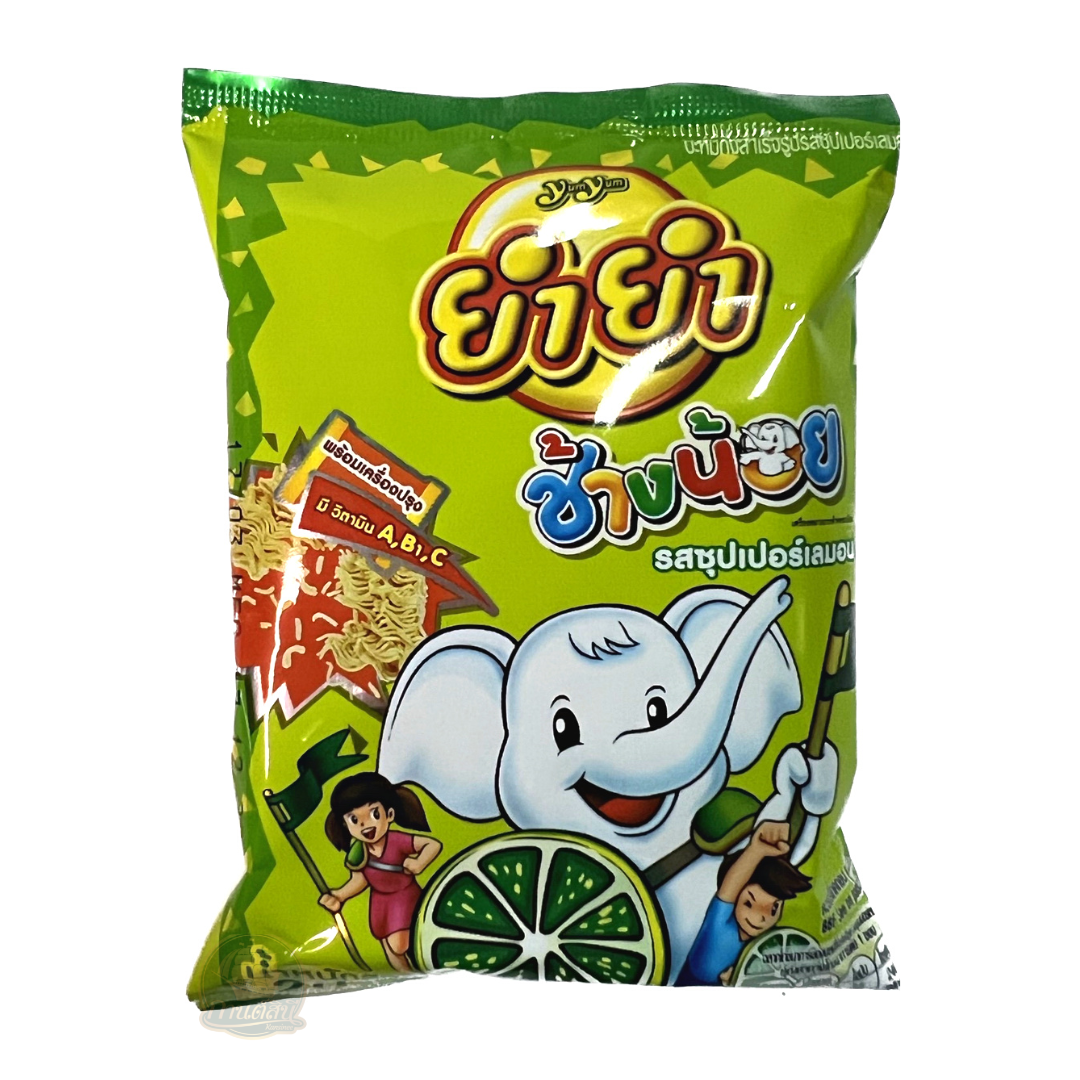 ช้างน้อย ยำยำช้างน้อย บะหมี่กึ่งสำเร็จรูป รสซูเปอร์เลม่อน ขนาด 20 กรัม บรรจุ 12 ซอง ราคา 44 บาท*ส่งฟรี