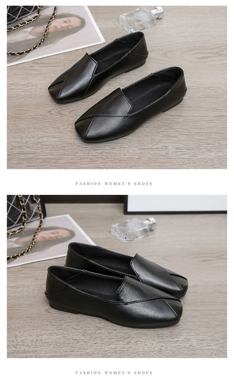 wtMei Fashion Small Leather Shoes Women's New Flat-soled Large Size Doll Single Shoes Soft Leather Low Heel Loafers Shoes