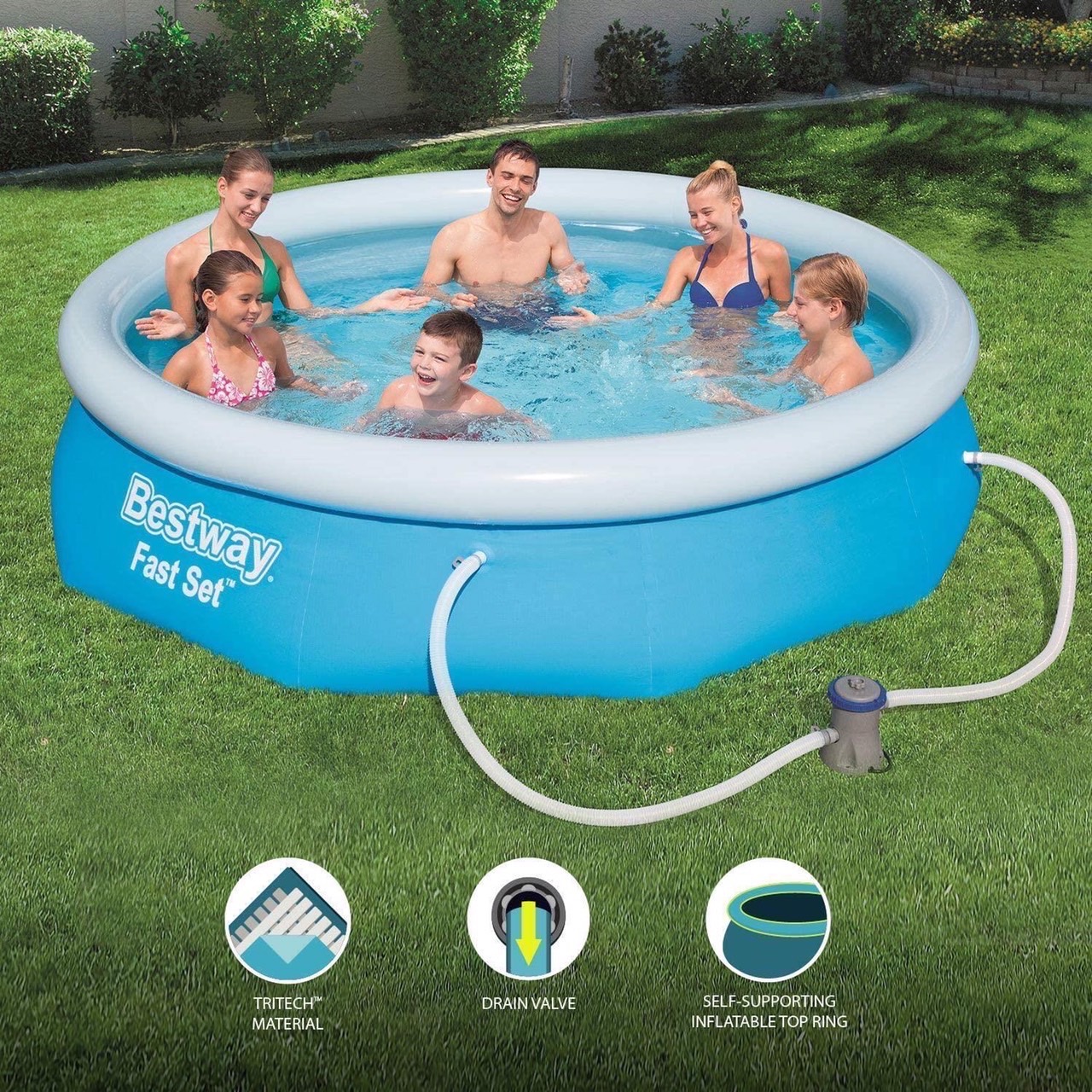 Bestway FastSet สระน้ำเด็กเป่าลม ทรงกลมขนาดใหญ่10ฟุต ราคา 2,790 บาท*ส่งฟรี