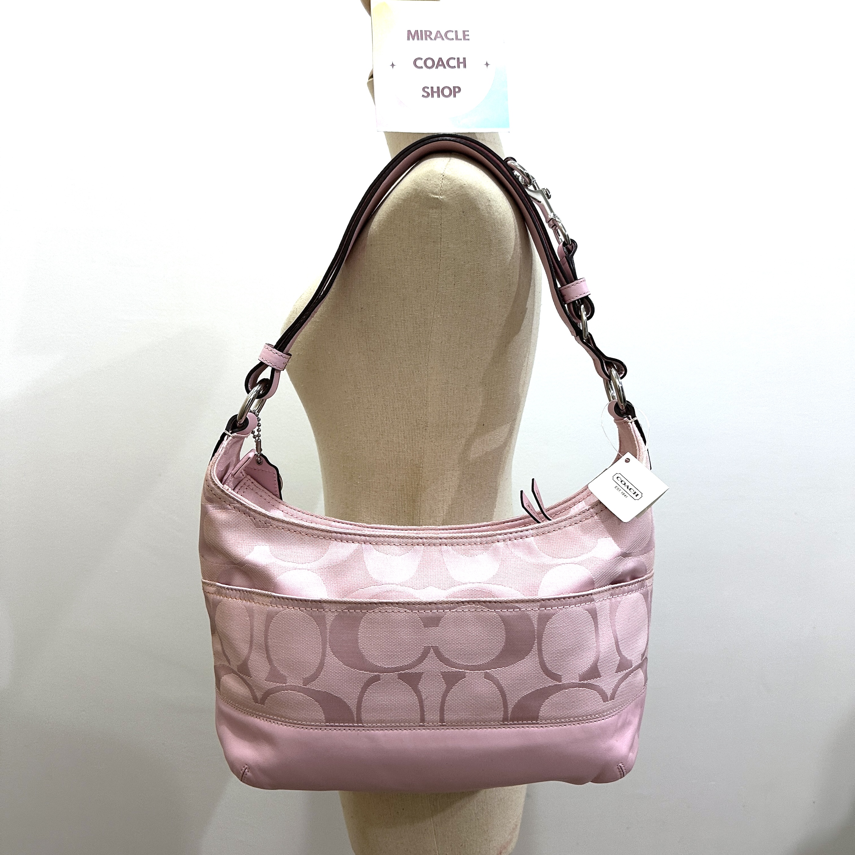 กระเป๋าสะพาย COACH ของแท้ มือ 1 กระเป๋าผ้า ลาย Signature สาย
