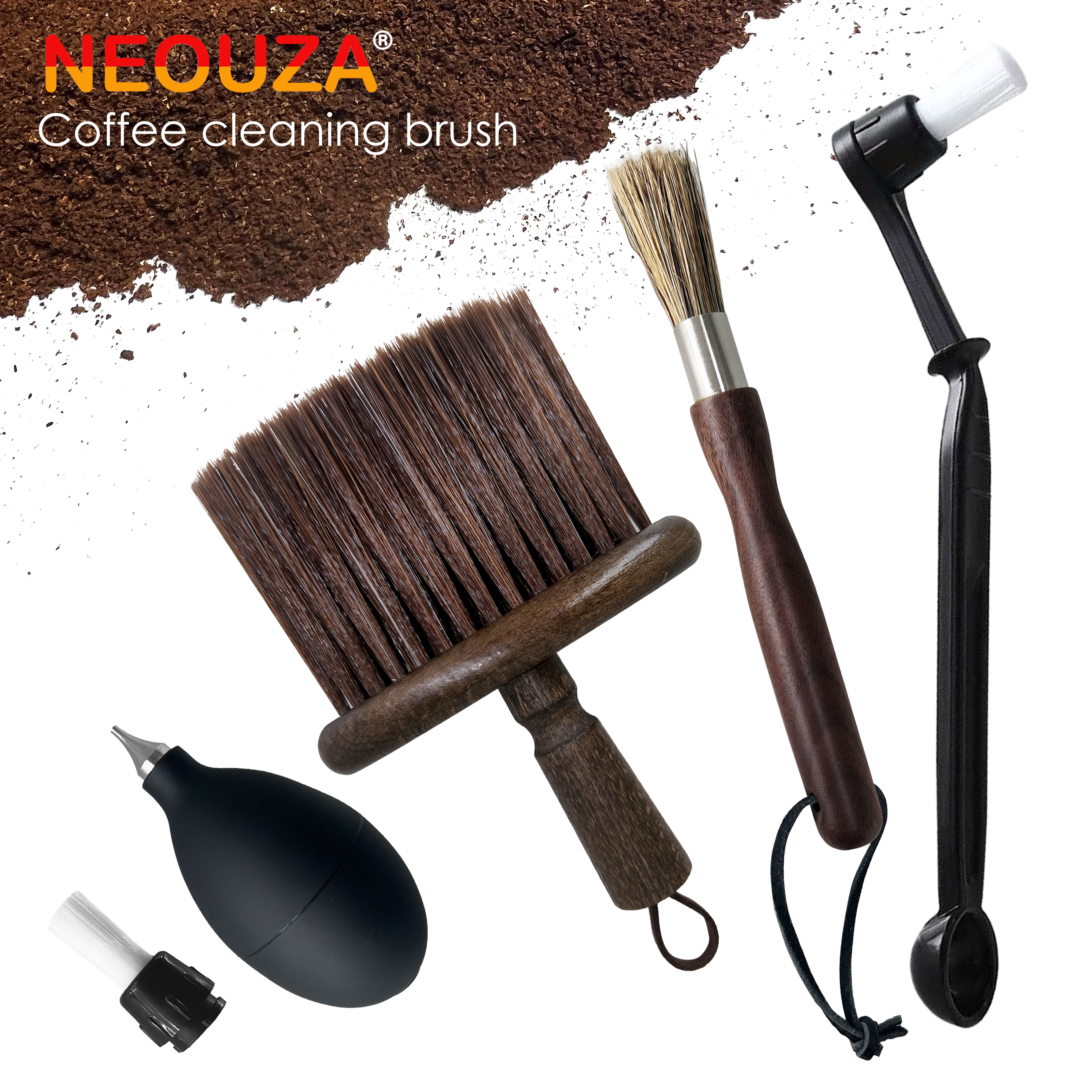 NEOUZA Espresso Machine Cleaning Tool Kit - Brushes for Brewing Group Head, Grinder and Coffee Bar, Air Blower ราคา 305 บาท*ส่งฟรี