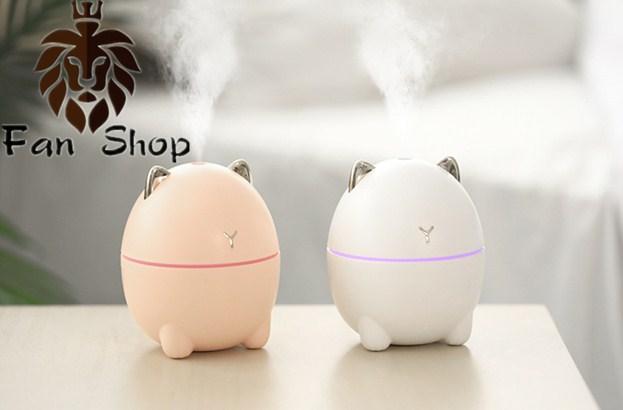 Fan Shopping `Cat ear humidifier เครื่องพ่นไอน้ำ เครื่องพ่นอโรม่า เครื่องเพิ่มความชื้นในอากาศ เครื่องฟอกอากาศ แบบพกพา Mini Home Office Car ที่มีสีสัน USB เครื่องทำความชื้นตัวสร้างไอน้ำกับไฟกลางคืนฟังก์ชั่น
