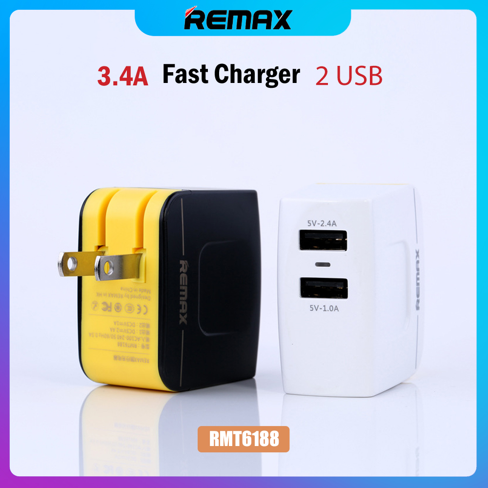 Remax USB Quick Charge Wall Charger Adapter 2USB ที่ชาร์จแบต 3.4A USB Charger Recharger Charger Plug Charger Head ใช้กับ มือถือ แท็บเล็ต และ อุปกรณ์อิเล็ก