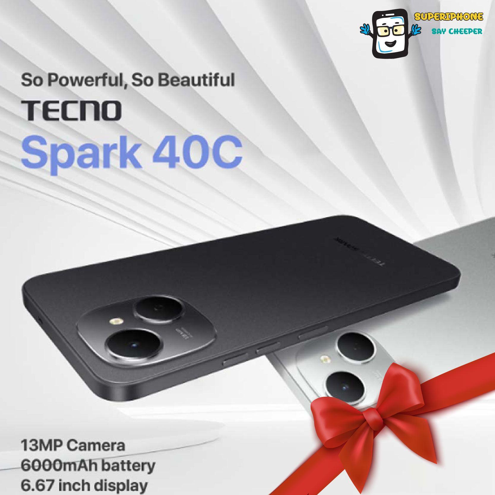 Tecno Spark 40C (8/256Gb) 6.67 Inch Screen L Smooth 120Hz Screen L Water and Dust Resistant Ip64 ราคา 4,178 บาท*ส่งฟรี