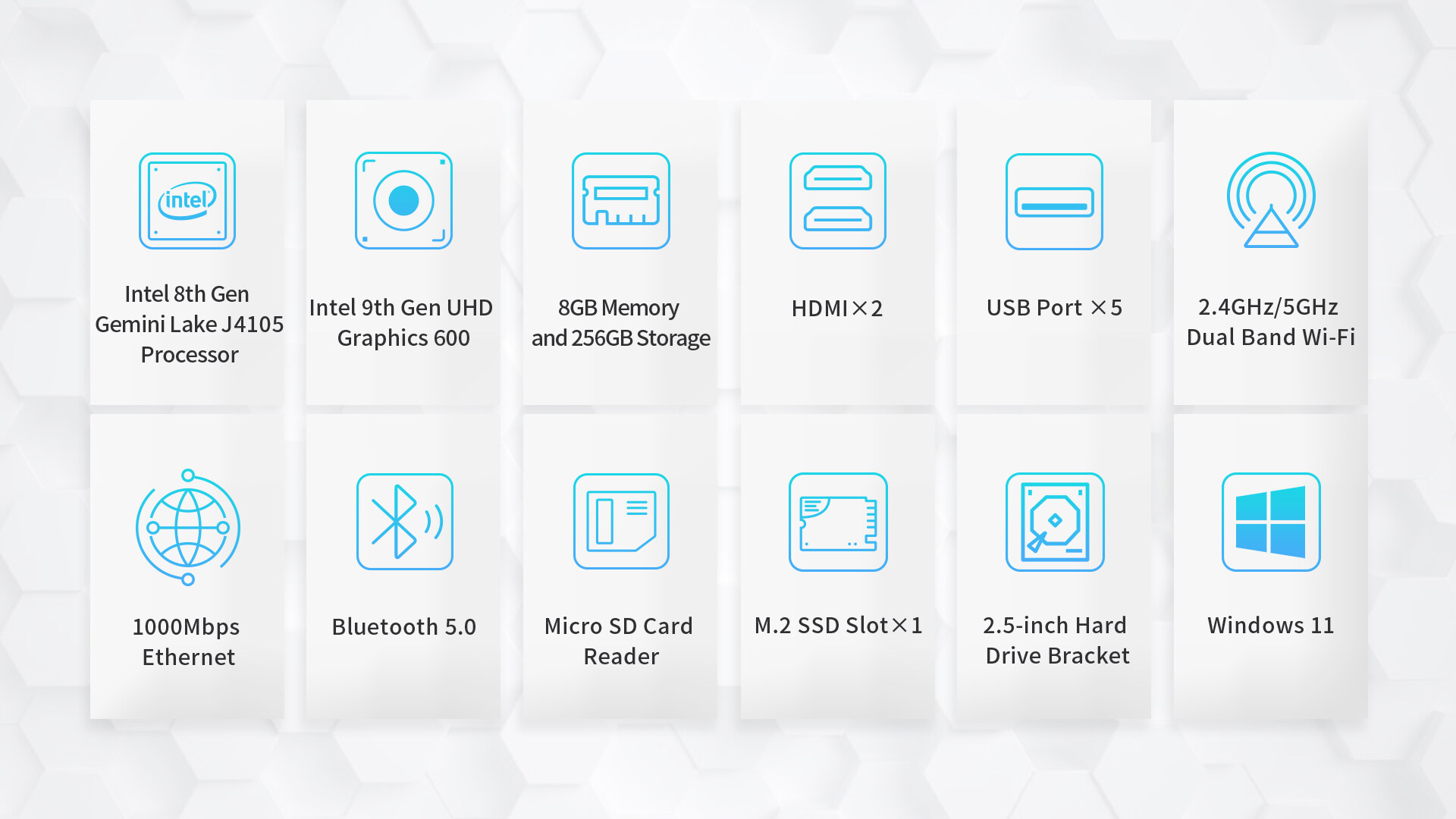 มุมมองเพิ่มเติมของสินค้า [2023 ใหม่ล่าสุด] BMAX B2 Pro Mini PC WIN11 64-Bit มินิ พีซี CPU Intel 9th Gen UHD Graphics 600 Dual-HDMI 8GB DDR4 256GB SSD พร้อมส่ง ประกัน 1ปี ในไทย