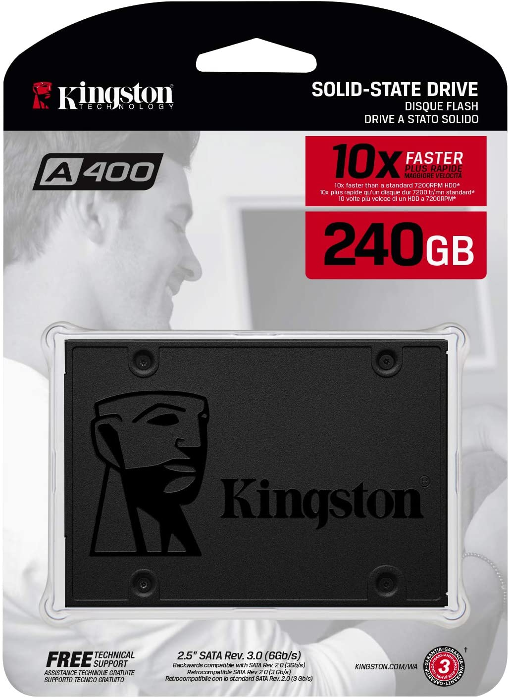 เกี่ยวกับสินค้า 240GB SSD (เอสเอสดี) KINGSTON (SA400S37/240G) - สินค้ารับประกัน 3 ปี