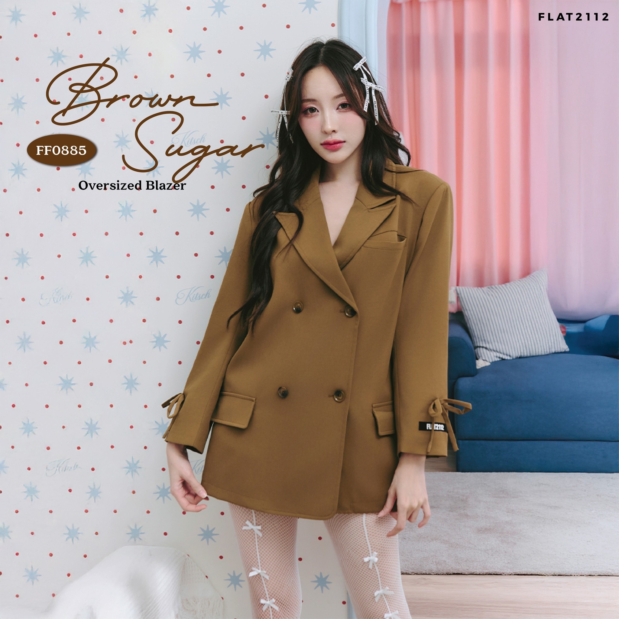 FLAT2112 FF0885 : BROWN SUGAR OVERSIZED BLAZER เบลเซอร์ เสื้อคลุม แฟชั่นผู้หญิง ชุดออกงาน ราคา 2,366 บาท*ส่งฟรี