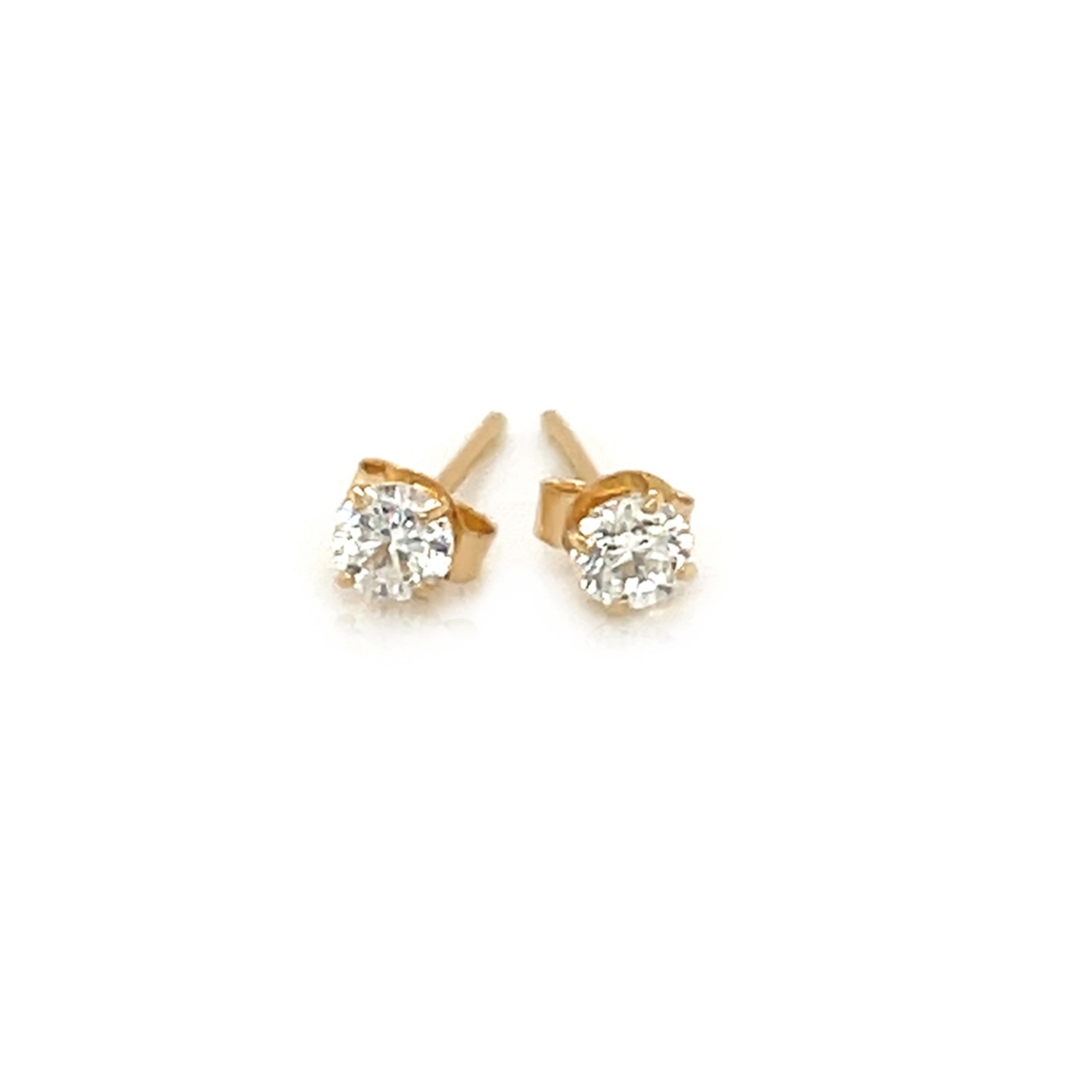 Nathalias NY 14k 3mm Faceted White Cubic Zirconia Stud Earrings in 14k Yellow Gold 07659 ราคา 2,400 บาท*ส่งฟรี