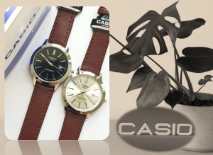 สินค้า (พร้อมกล่อง) นาฬิกาข้อมือ สายหนัง นาฬิกาcasio นาฬิกาผู้ชาย นาฬิกาผู้หญฺิง ผู้ชาย สีดำ/น้ำตาล ระบบเข็ม แสดงวันที่  RC614
