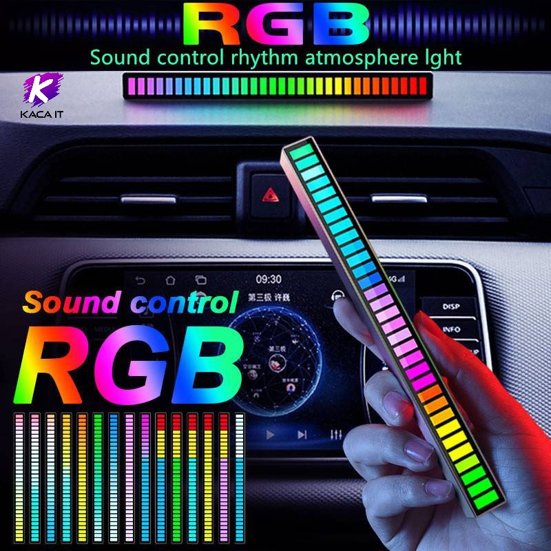 เกี่ยวกับ St app control Led Sound 32 LED ไฟควบคุมเสียง เกมรถ RGB ดนตรีที่เปิดใช้งานด้วยเสียง Rhythm Ambient Light โคมไฟตกแต่งบ้านแฟนซีสำหรับงานปาร์ตี้ในรถ (Battery charging)