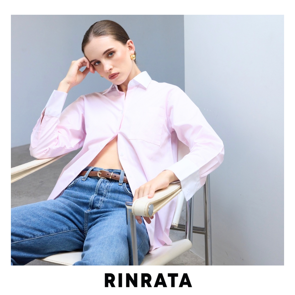 RINRATA - VENTI SHIRT เสื้อเชิ้ต แขนยาว ลายเส้น ปกสีขาว ขอบแขนขาว สี น้ำเงินเส้นขาว ชมพูเส้นขาว เสื้อคอปก กระดุมหน้า มีกระเป๋า โอเวอร์ไซส์เล็กน้อย ใส่สบาย เสื้อทำงาน เสื้อใส่เที่ยว ทรงสวย ผ้าดี รีดง่าย FREESIZE ฟรีไซส์ ราคา 2,990 บาท*ส่งฟรี