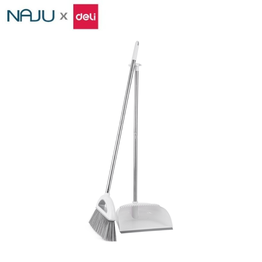 Naju ไม้กวาดและที่ตักผง 2ชิ้น ไม้กวาด ที่โกยผง ชุดไม้กวาด ตั้งเก็บได้ ไม่กินพื้นที่ ไม้กวาดพร้อมที่ตักขยะ มีตัวล็อคจัดเก็บ ชุดไม้กวาด2in1 ราคา 199 บาท*ส่งฟรี