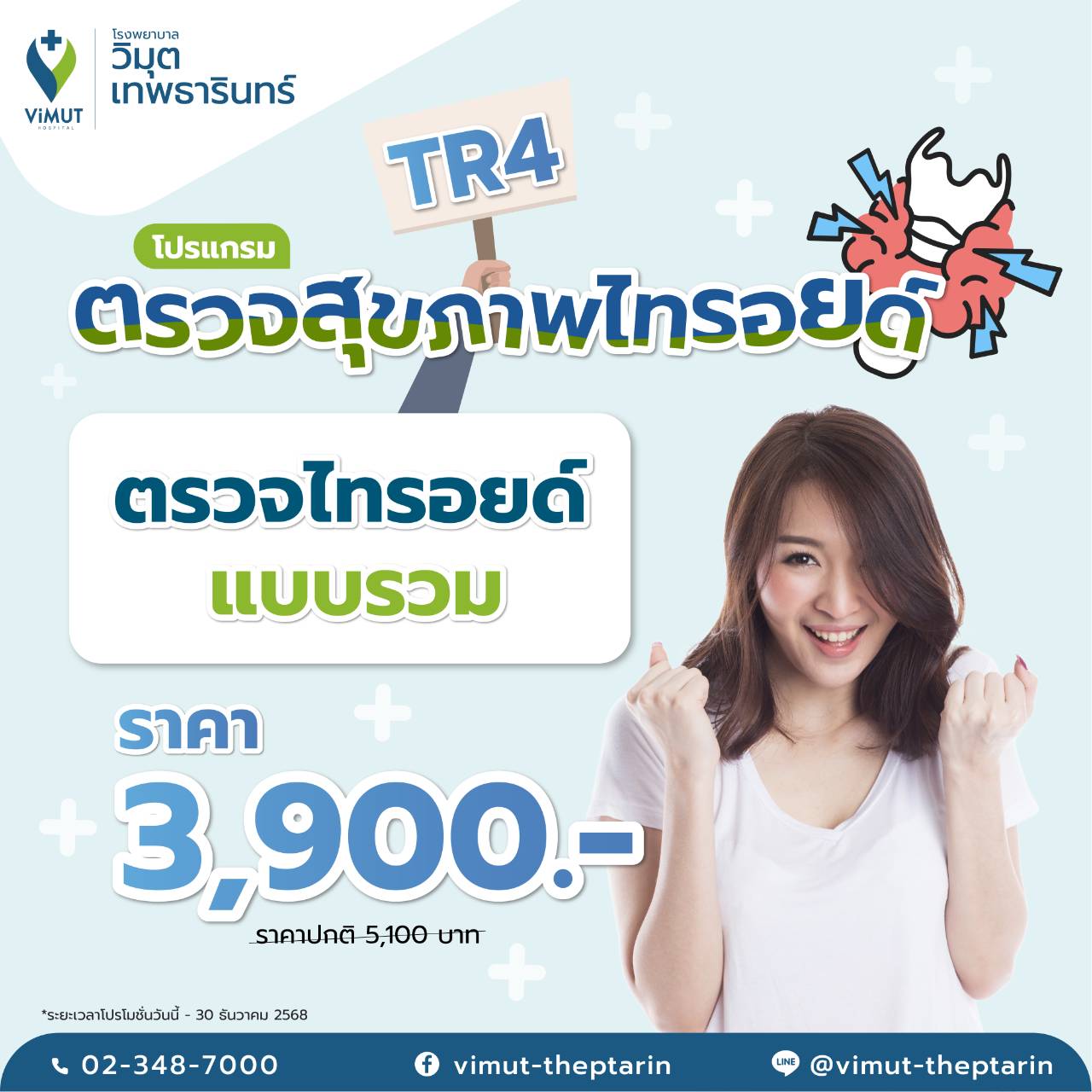 [E-Voucher] Tr4 Program for Comprehensive Thyroid Examination, Price 3,900 Baht ราคา 3,705 บาท*ส่งฟรี