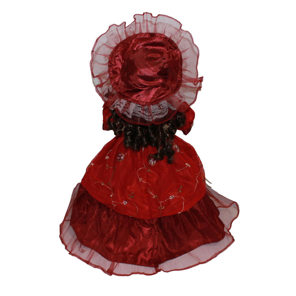 40cm Vintage Style Porcelain Woman Doll Crafts Red Kids Best Gift