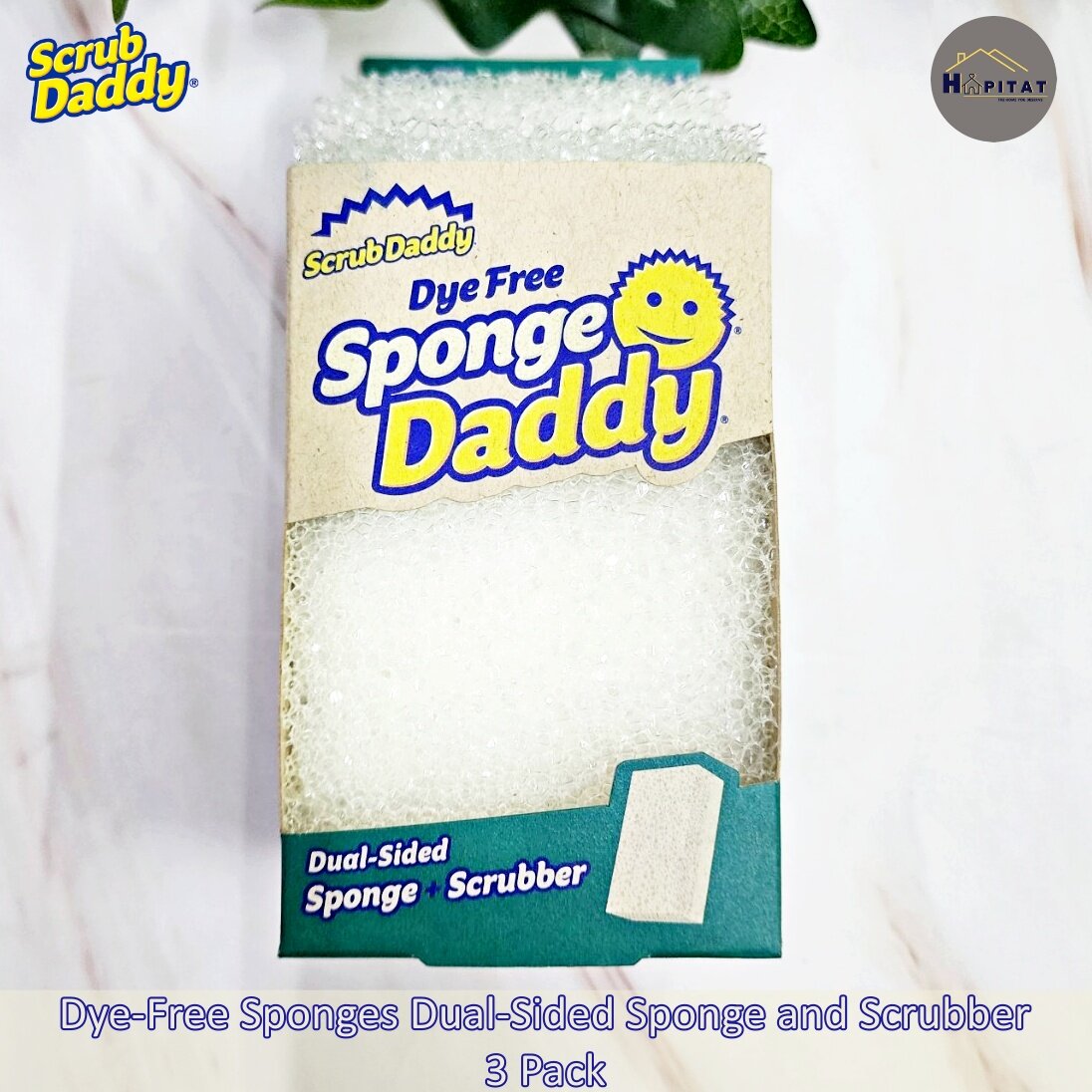 Scrub Daddy Sponge Daddy Sponge + Scrubber, Dual-Sided, 3 Pack - 3 sponge