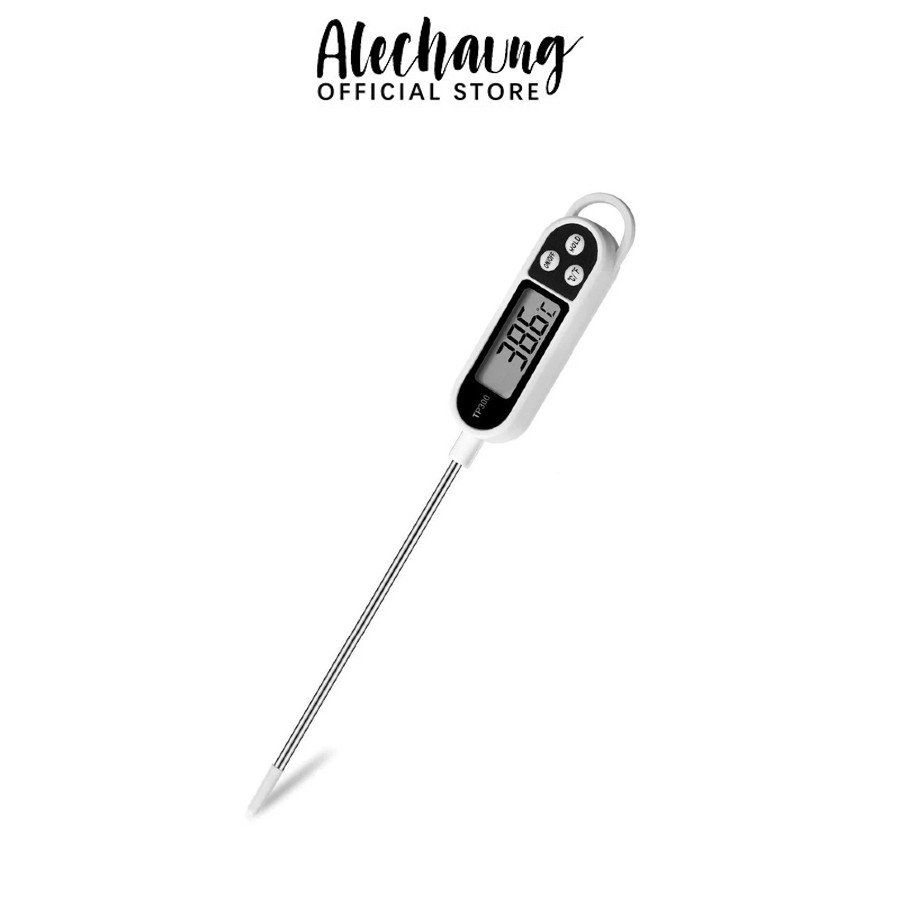 Alechaung เทอร์โมมิเตอร์อาหาร ที่วัดอุณหภูมิอาหาร วัดอุณหภูมิน้ำ นม บาร์บีคิว Cooking Thermometer BBQ หน้าจอLCD ทนร้อน -50 ถึง 300องศา ราคา 65 บาท*ส่งฟรี