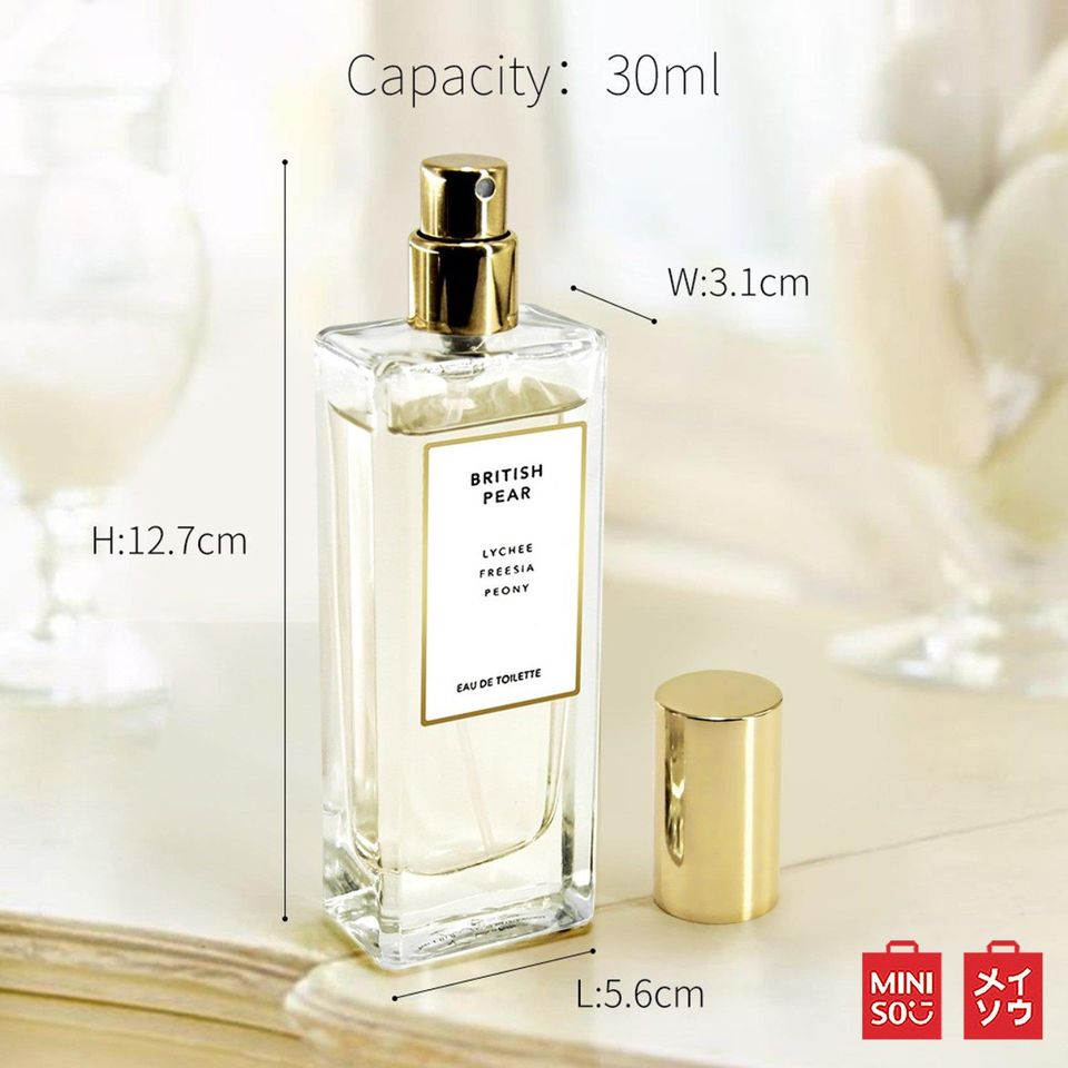 มุมมองเพิ่มเติมเกี่ยวกับ (ขายดีทีสุด) MINISO น้ำหอมผู้หญิง รุ่น British Pear Lady Perfume 30 ML ( น้ำหอม Miniso )
