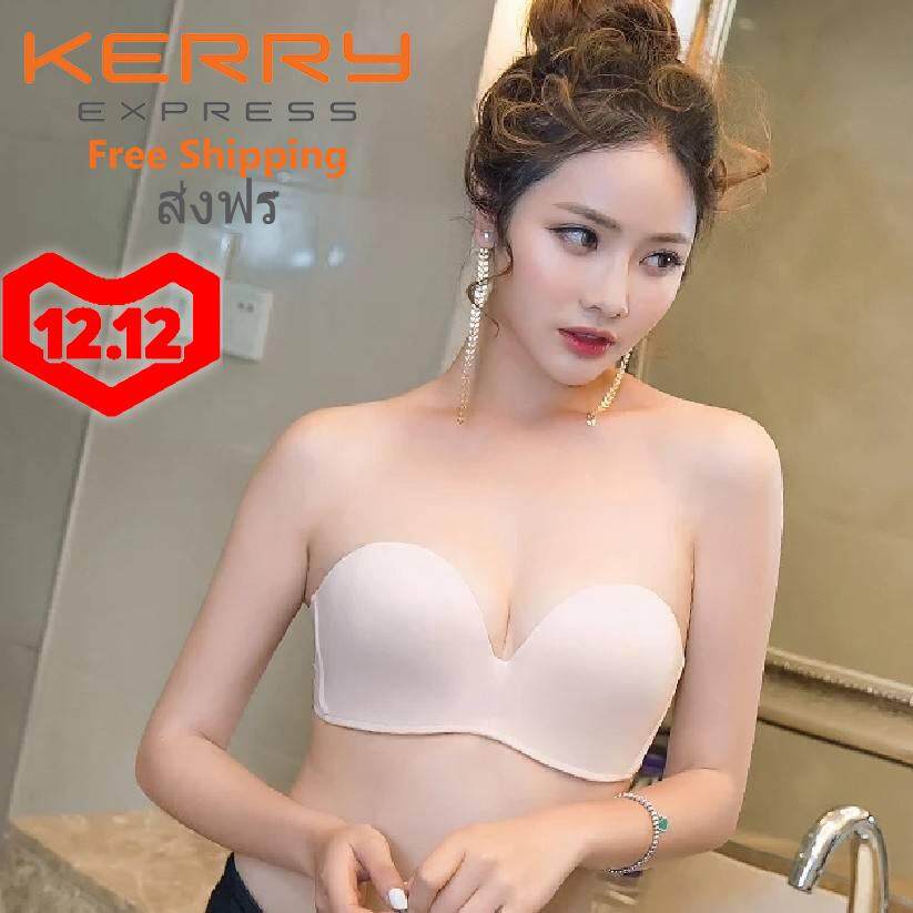 sister hood fashion woman bra ชุดชั้นใน push up bra เสื้อในทรงเกาะอก ไร้สาย (#529 สีดำลูกไม้)