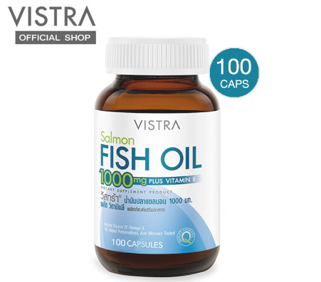 รูปภาพรายละเอียดของ Vistra Salmon Fish Oil 1000mg Plus Vitamin E - วิสทร้า น้ำมันปลาแซลมอน 1000 มก. ผสมวิตามินอี (100 เม็ด)