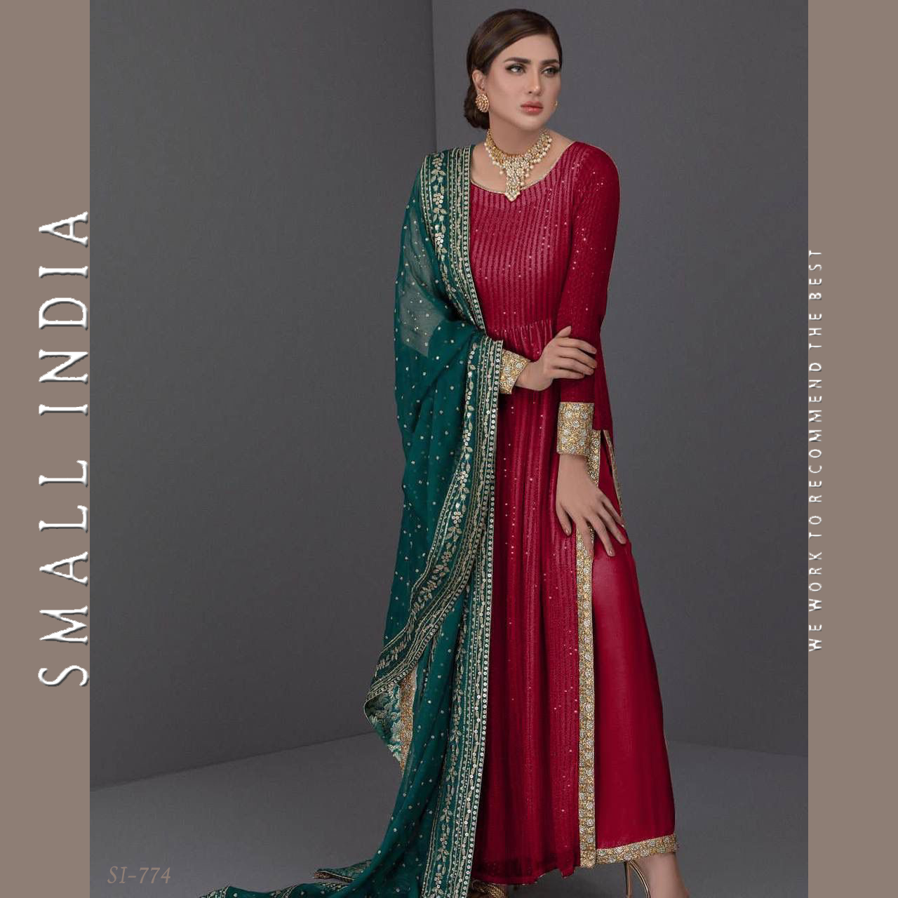 {**Free Delivery**} Small India 💖 ✨ Faux Georgette Sequence Pallazo Suit Set, Shirt and Pants Set 💖 ✨ Women Suit Set ราคา 3,770 บาท*ส่งฟรี