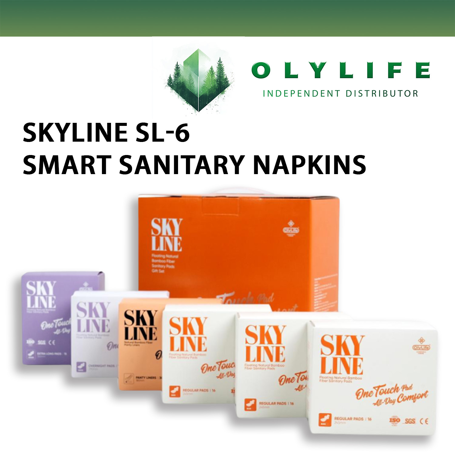 Smart Sanitary Napkins Olylife Skyline Pads, a New Innovation, Excellent Absorption, Not Stuffy, Problem with Air Pollution, 100% Genuine. ราคา 18,725 บาท*ส่งฟรี