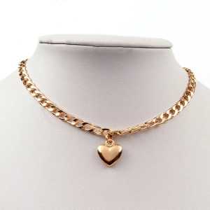 ภาพหน้าปกสินค้าQNEY  Trendy Women Punk Choker Cute Heart Lock Pendant Chain Necklace Jewelry Gift ซึ่งคุณอาจชอบสินค้านี้