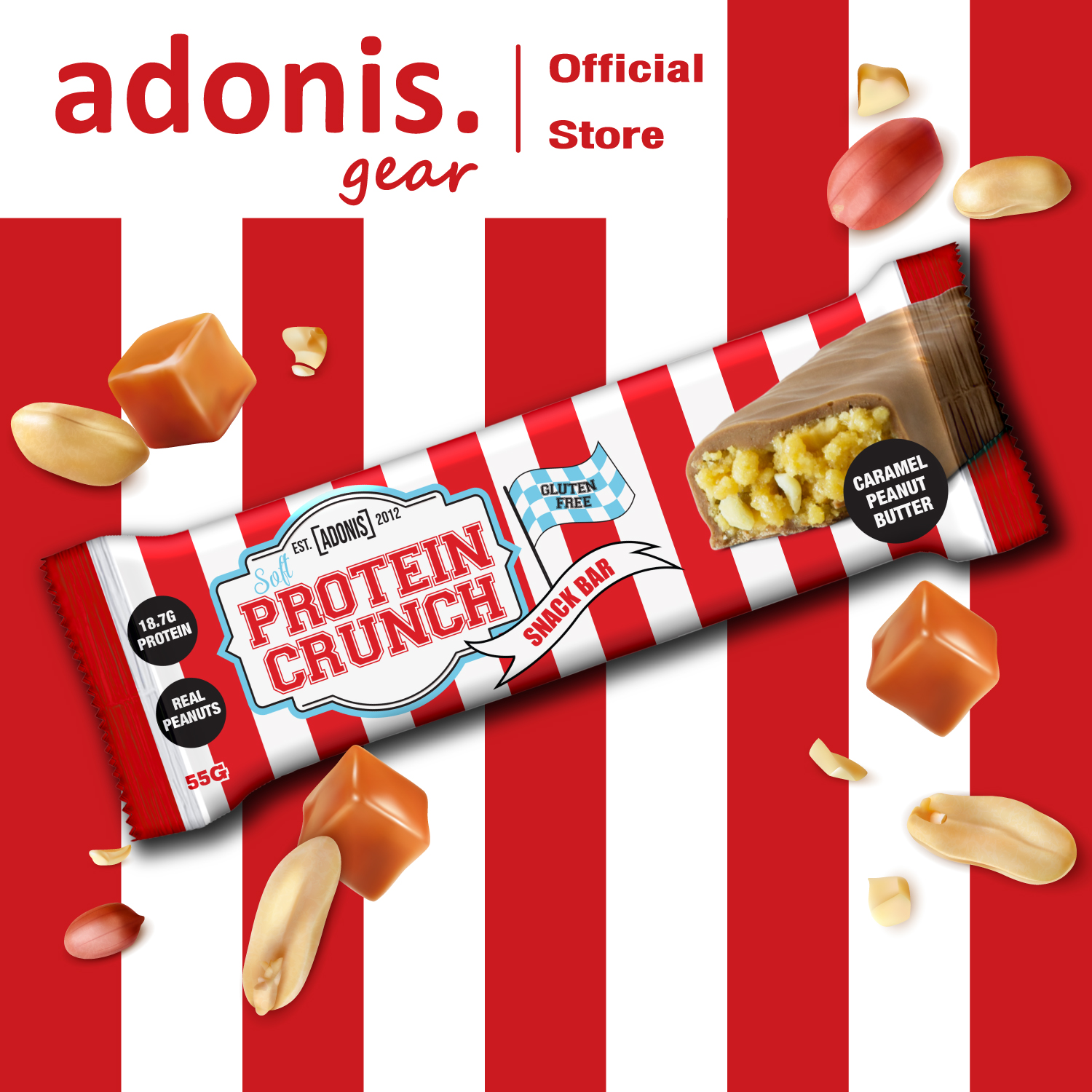 Adonis Soft Protein Crunch Snack Bar 55 g – Caramel Peanut Butter(Exp:15/10/2026) Adonis Soft Protein Crunch Snack Bar 55 G. ราคา 858 บาท*ส่งฟรี