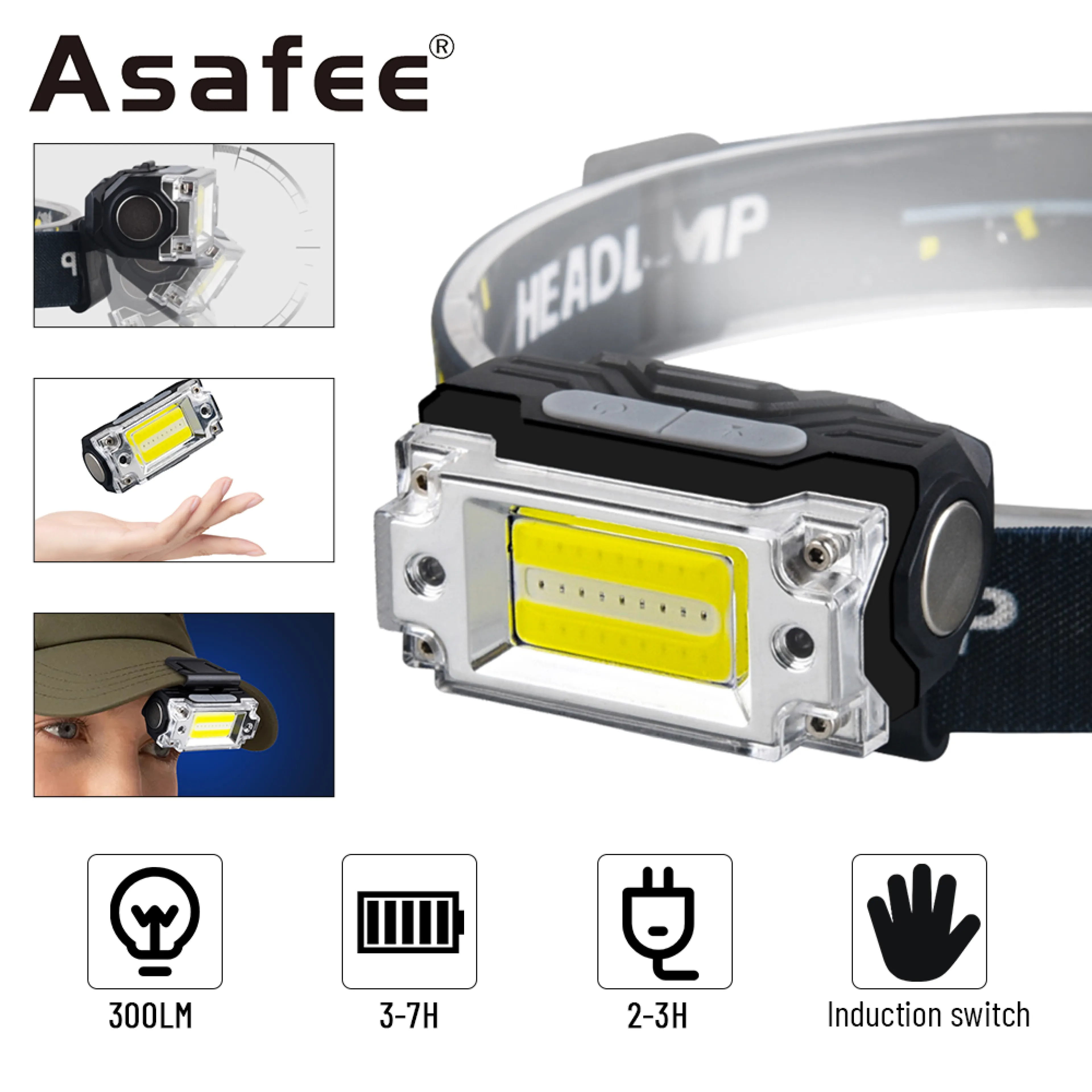 READY STOCK! X23 COB White/Red Light Waterproof headlamp Camping Head Light Rechargeable Torch gear+Induction switch built-in battery Night Fishing lamp IPX4 Waterproof