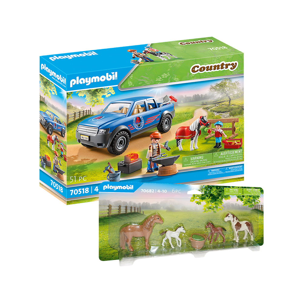โมเดลฟิกเกอร์ อาร์ตทอย กล่องสุ่มของสะสม ของเล่นและโมเดลสะสม Playmobil Bundle PM PONY FARM SET 3 70518 + 70682
