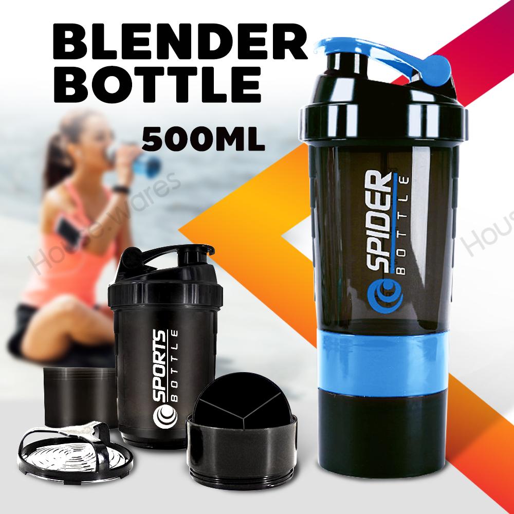 แก้วเชค แก้วชงเวย์ เชคเกอร์ กระบอกเชค เวย์โปรตีน+ ช่องใส่วิตามิน 500 มล. Shaker Bottle