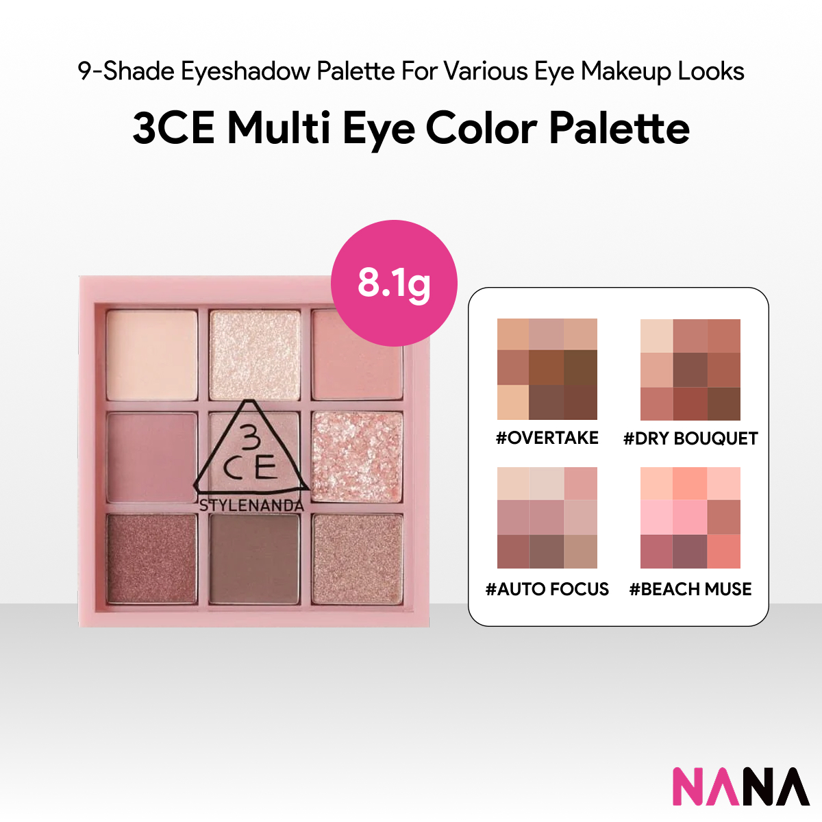 3Ce Multi Eye Color Palette 8.1g [ # Overtake, # Dry Bouquet, # Auto Focus, # Beach Muse] ราคา 1,110 บาท*ส่งฟรี