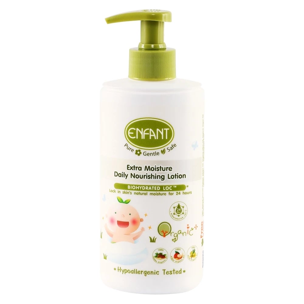Enfant (Ong Font) Organic Plus Extra Moisture Daily Nourishing Lotion, Extra Moisture Lotion, Formula Locks in Moisture for Long-Lasting Hydration for 24 Hours. Can Be Used from Newborns, 250 Ml. ราคา 259 บาท*ส่งฟรี
