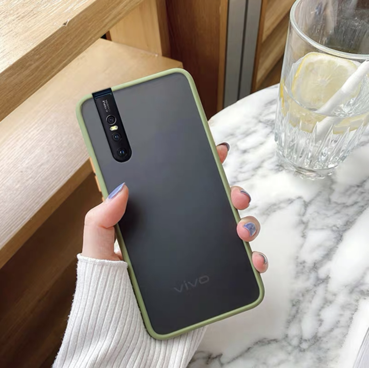 [ส่งจากไทย]Case Vivo V15Pro เคสกันกระแทก เคสโทรศัพท์ วีโว่ ขอบสีหลังขุ่น