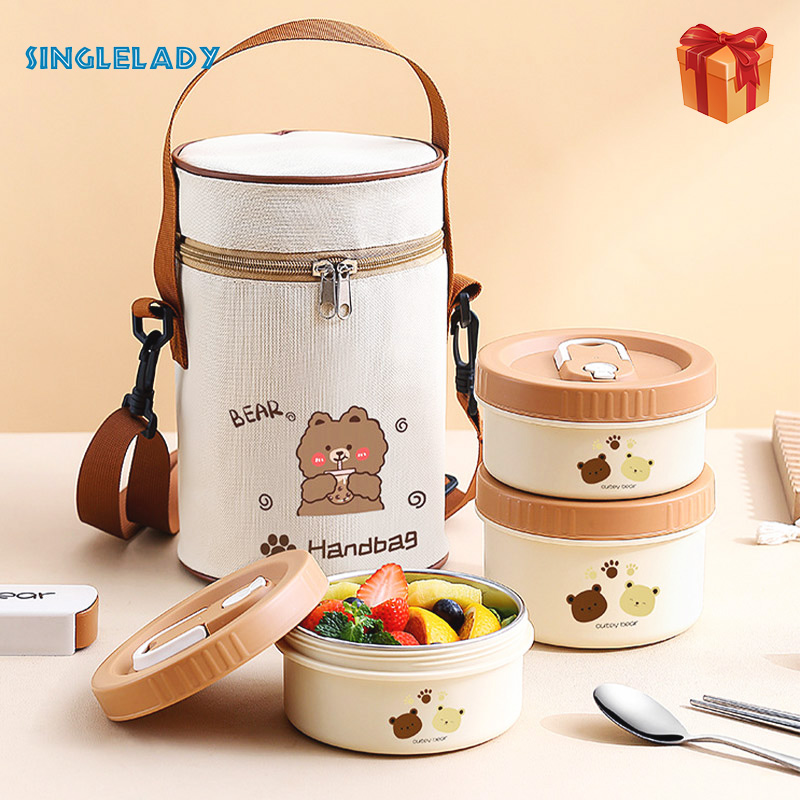 KS Lunch box, microwave oven heating special bento box, cat food box set, cute small packaging box for office workers, thermal insulation for home use ราคา 64 บาท*ส่งฟรี