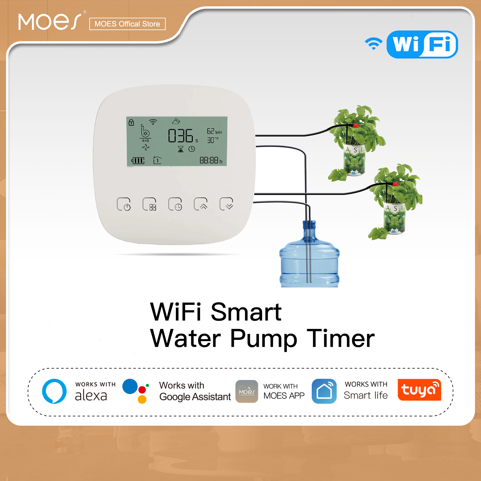 （3Days Arrive）MOES WiFi Tuya Smart Watering Machine Automatic Micro-drip Irrigation System Plants Controller System Irrigation Tool Alexa G oogle ราคา 2,374 บาท*ส่งฟรี