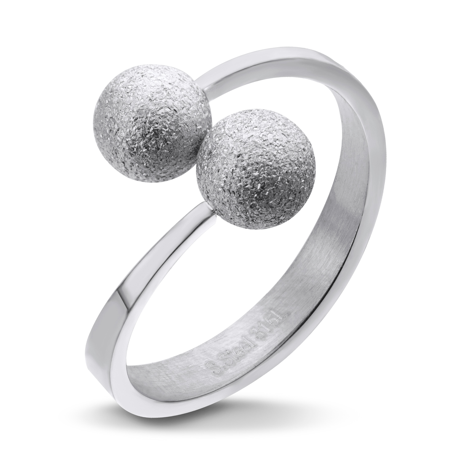 555jewelry เครื่องประดับ ผู้หญิง แหวน สแตนเลสสตีล - แหวนบอลไขว้ แหวนแฟชั่นดีไซน์แปลกตา รุ่น MNC-R638-B (สี Gold) (R75) ราคา 152 บาท*ส่งฟรี