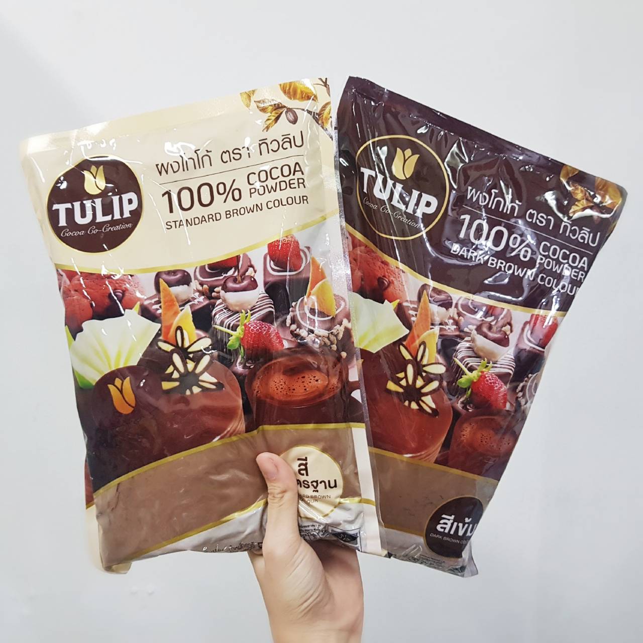 ** 440 กรัม ** ผงโกโก้ทิวลิป ผงโกโก้ สีเข้ม สีมาตรฐาน ผงโกโก้แท้ 100 % ขนาด 440 กรัม ราคา 205 บาท*ส่งฟรี